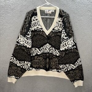 Vintage London Fog Sweater Adult 3XL XXXL Multicolor Knit V Neck Wool Blend 90s